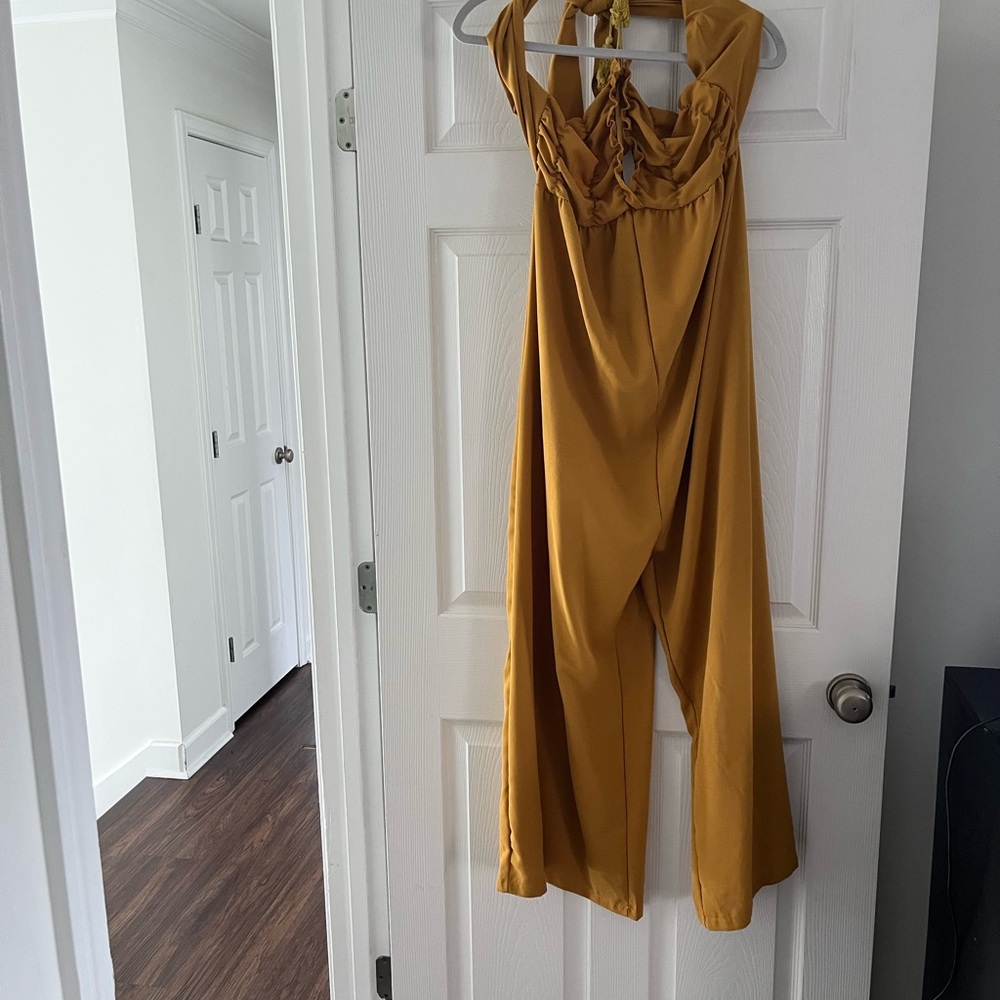 Mustard Yellow Women's Halter Jumpsuit